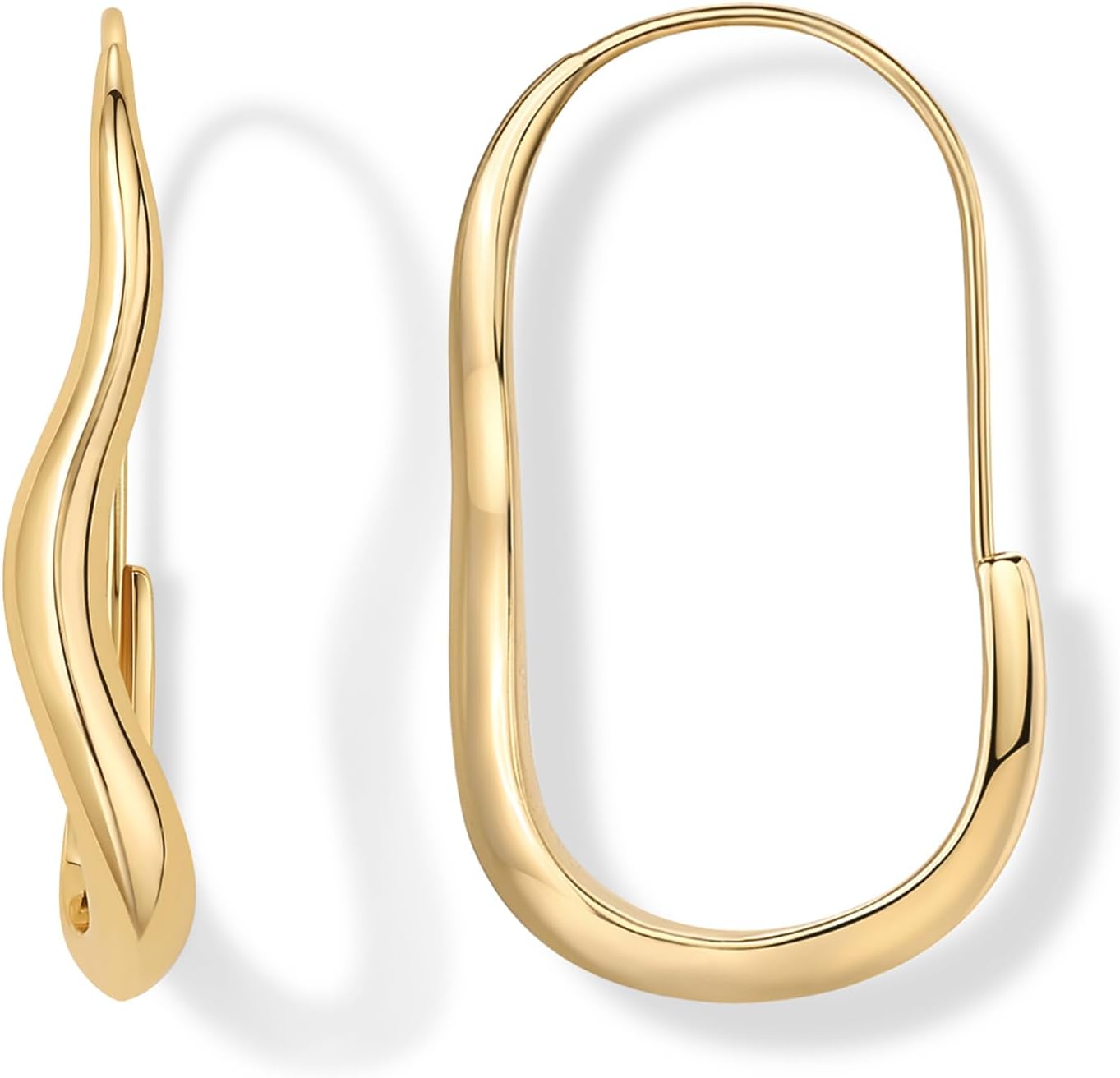 PAVOI 14K Gold Plated 925 Sterling Silver Posts Wavy Infinity Hoops | Lightweight Twisted Earrings | Wave Thin Endless Hoop Earrings for Women