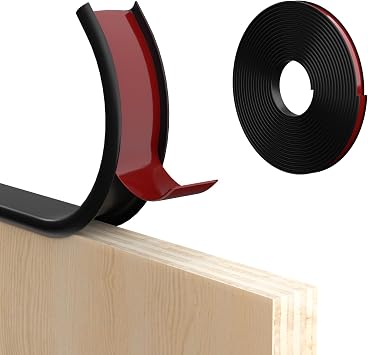 U-Shape Edge Banding, 0.6 inch x 20ft Edge TPE Self Adhesive Veneer Edging Trim Flexible Edge Protector, Strip for Countertop Cabinets Table Restoration Shelves, Black