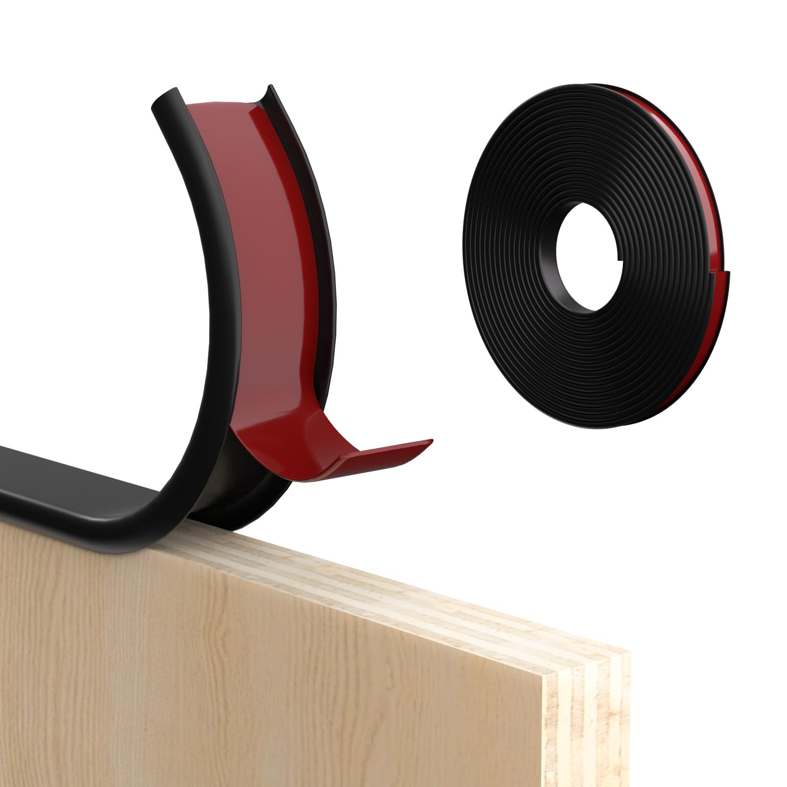 Banda de borde en forma de U de TPE negro protector autoadhesivo para muebles