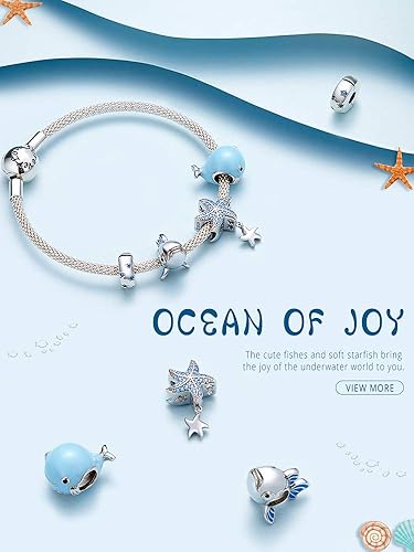Miniatura 2 de Pulseras Pandora Charm para mujer, plata de ley 925 con diseño de animales del océano (rabo - ballena azul), Cristal Esmalte, plateado