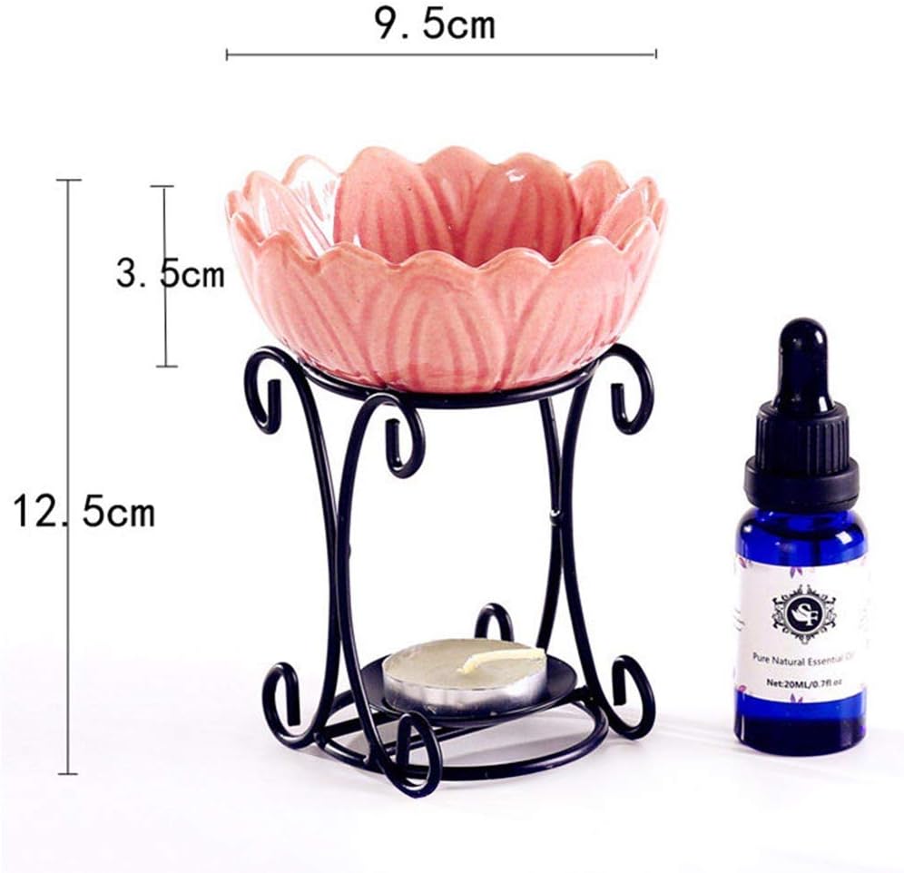 2 pcs Candle Burner Holder Leaf Iron Essential Oil Aromatherapy Burning Furnace Aroma Diffuser Incense Warmer Tea Light Holder Burner for Aroma Oil and Wax Melts Home Pink (Pink)