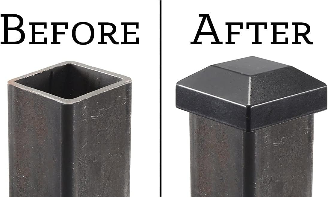 1 1/2" x 1 1/2" Square Black Post Cap for Aluminum Fence Posts | Black Post Caps (8 Pack)