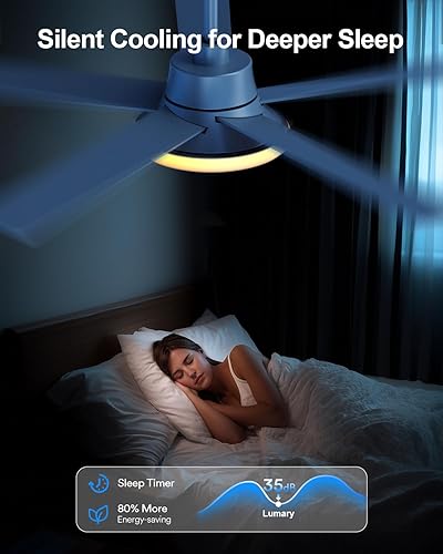 Miniatura 8 de Lumary Ventilador de techo inteligente con luces RGBAI de 52 pulgadas, RGB y temperatura de color continua, funciona con AlexaGooglemando a