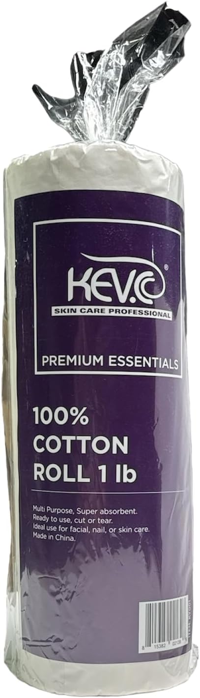 KEV.C Skin Care Premium 100% Cotton Roll 1lb - Made for Esthetics (1 Roll)