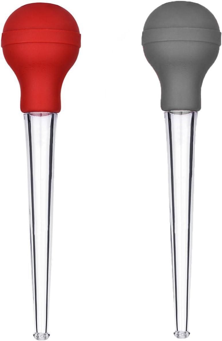 2 Pcs Long Nylon Turkey Basters for Cooking with Silicone Bulb, Only for Room Temperature Liquids