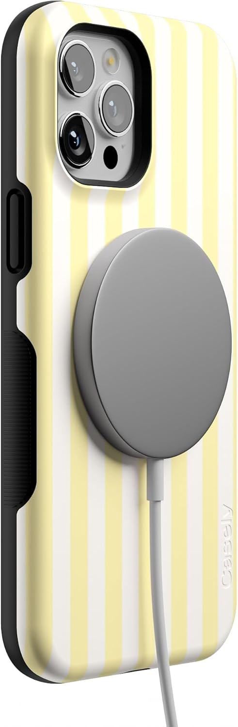 Casely iPhone 12 Pro Max Case | Butter Yellow Stripes | Sunday Best�| Bold Protective Design | MagSafe Compatible Design