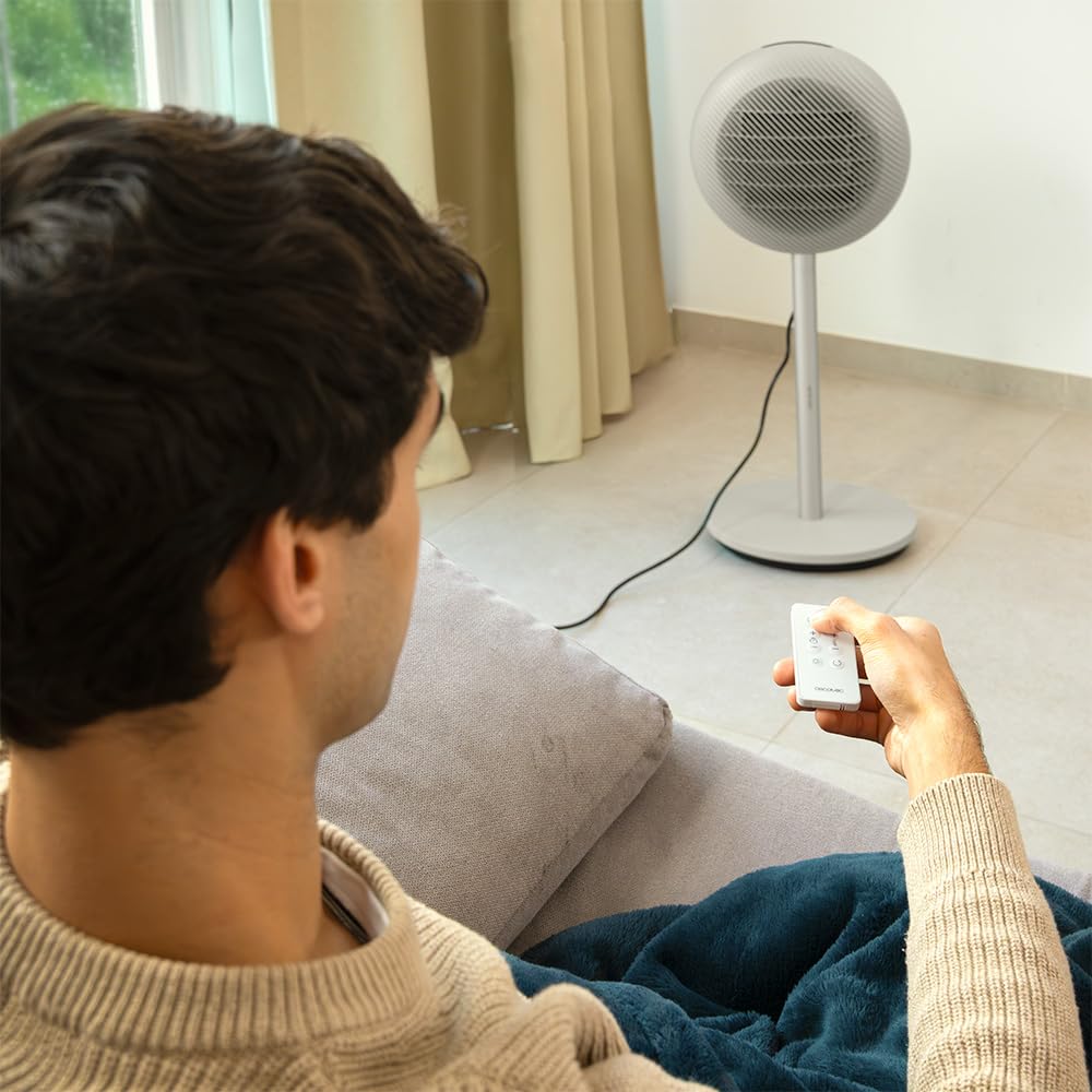 Cecotec Termoventilatore Ceramico a Colonna con Telecomando ReadyWarm 2100 Sun. 2000W, 2 Potenze, Basso Consumo, Display LED, Controllo Tattile, Termostato Regolabile, Oscillazione Automatica