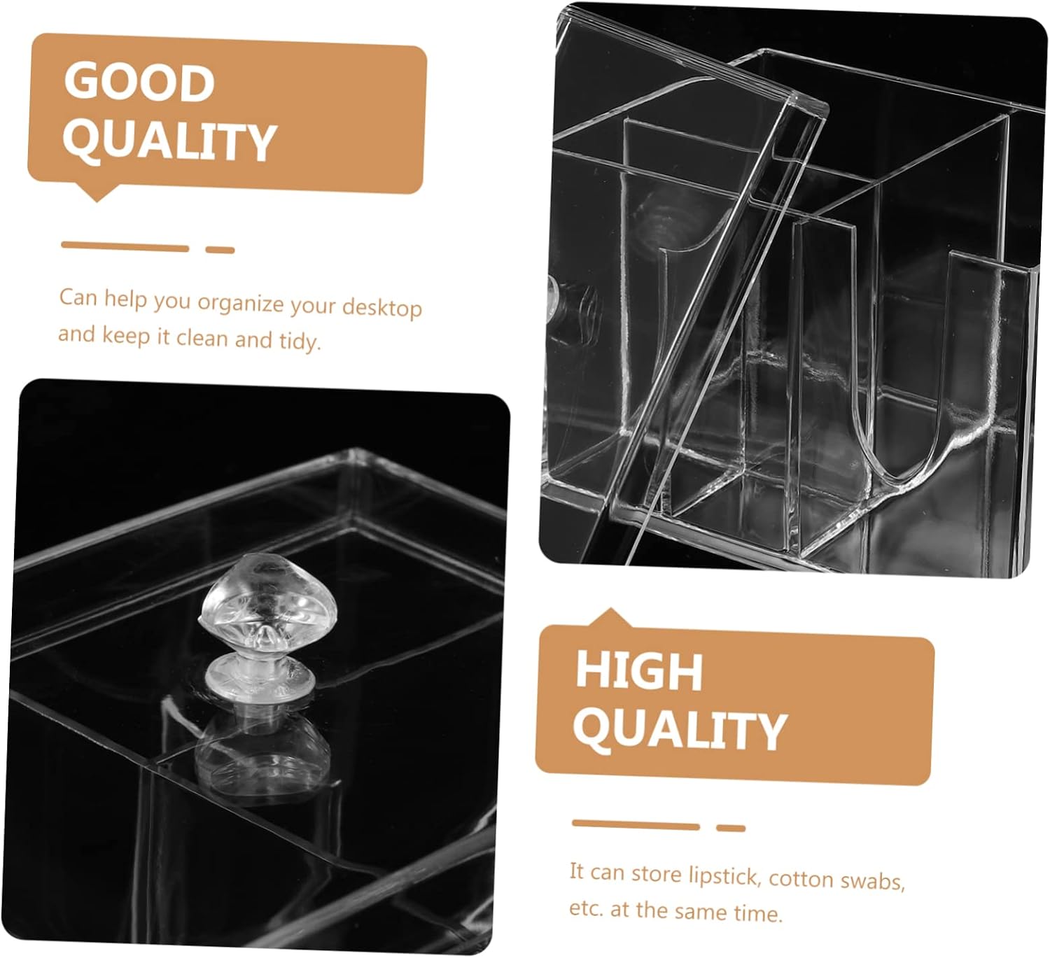 VICASKY Acrylic Desktop Makeup Storage Box Transparent Organizer with Design for Cosmetics Lipsticks and Accessories Durable and Space-saving for Home Use image 3