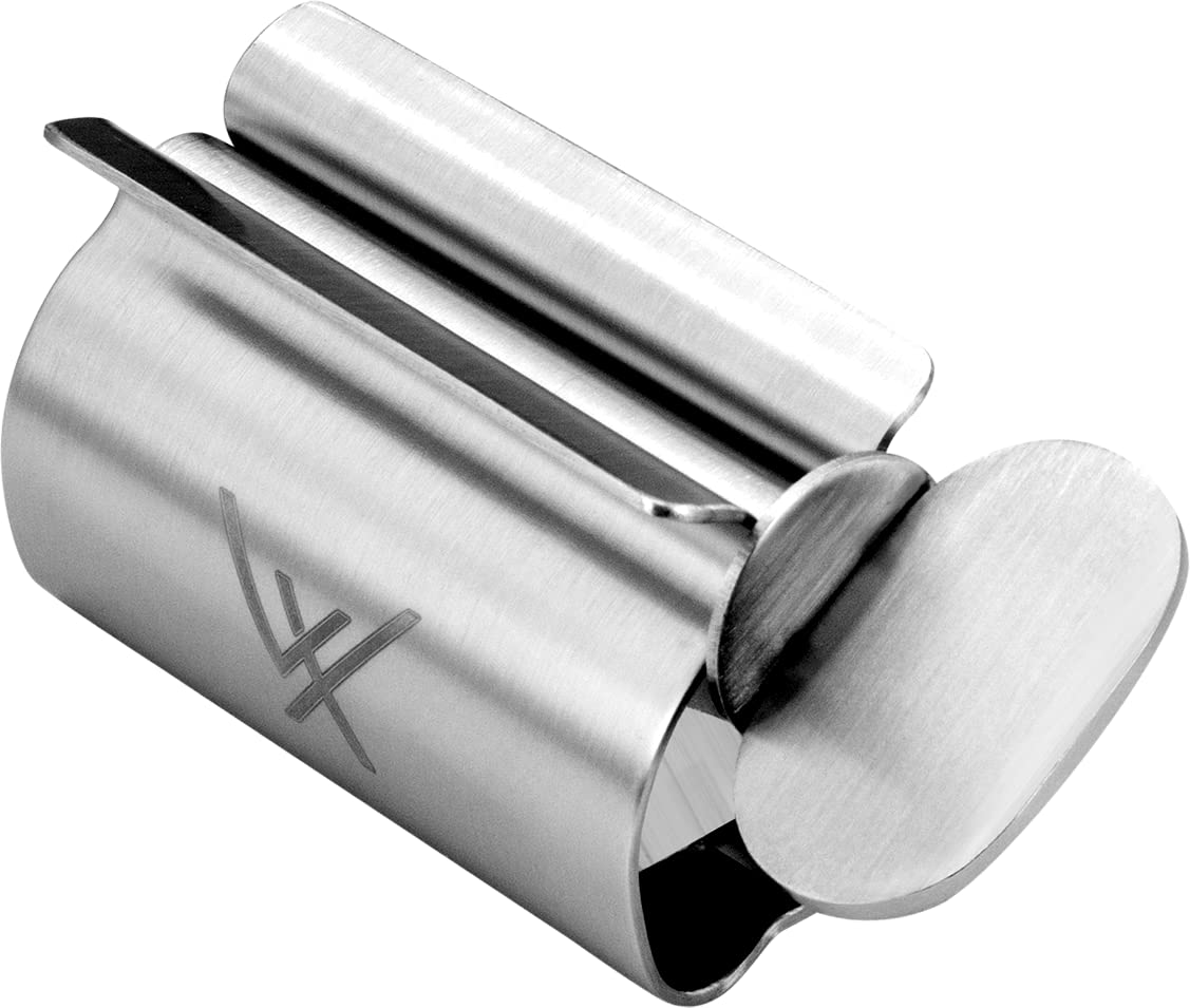 VALUXE® Wyciskarka do tubek premium [2 x mały] – wyciskacz pasty do zębów ze stali nierdzewnej – efektywna prasa do tubek – w zestawie szlufka do zawieszania – wyciśnięcia bez resztek