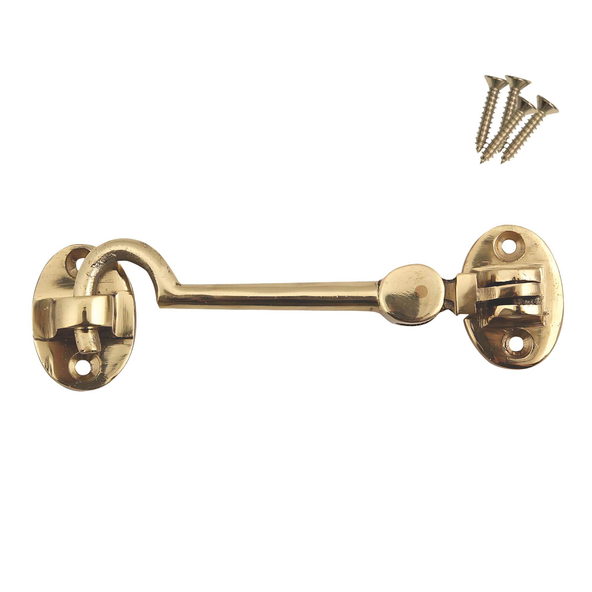 Keypak Polished Brass Brass Cabin Hook Traditional Style Door Security Latch 100Mm