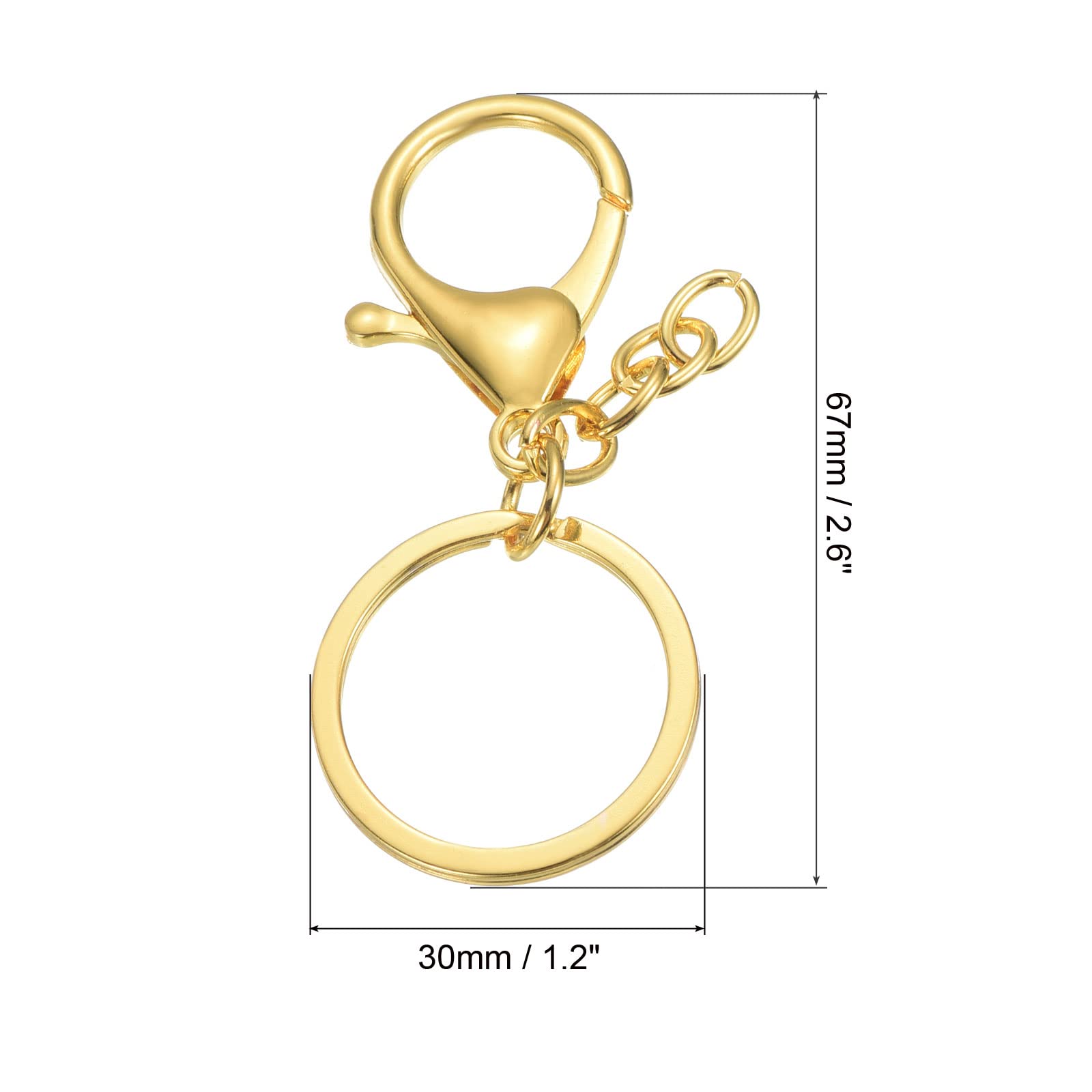 PATIKIL Key Chain Rings, 5 Pack Lobster Clasp Keyring Trigger Clip Keychain Holder for DIY Decorations, Golden - Image 2