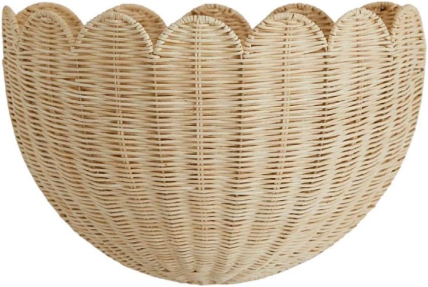 Diexgiyラタンの花びらエッジ収納バスケット壁デスクトップ雑貨多機能 (本物のラタン製壁掛けバスケット)