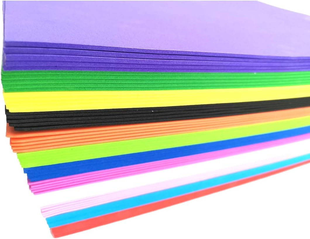 MBJelir Eva Foam Sheets 60 Pack 8.7 x 12.6 Inches, 2 MM Thick, 12 Colors, 5 Sheets Each Color or Classroom Project, Scrapbooking, DIY Art, Party, Children Craft Activities : Arts, Crafts & Sewing
