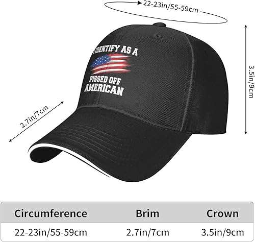 Miniatura 6 de I Identifys As A Pissed Off American Hat for Men Baseball Hats Graphic Hats, Negro13