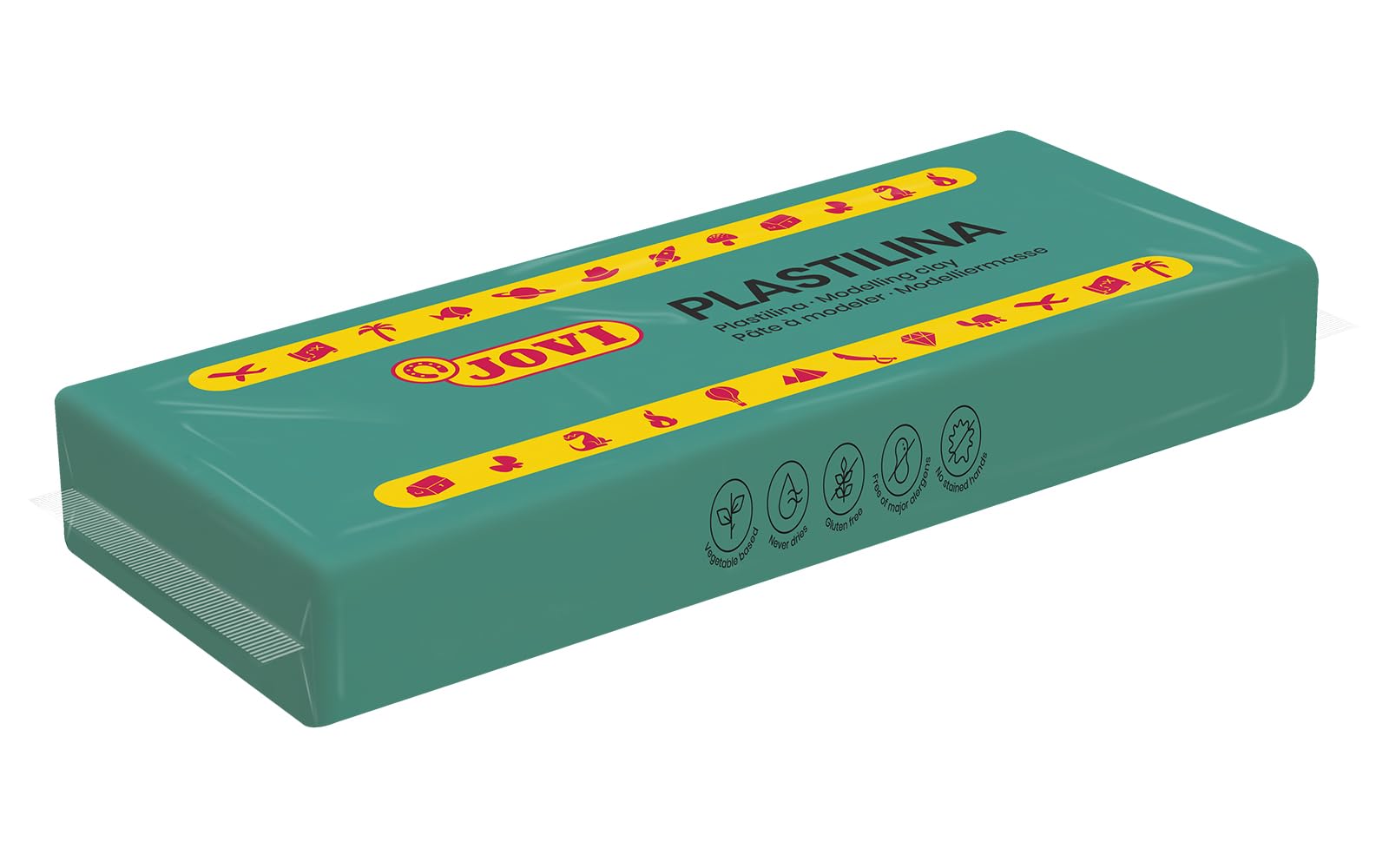 Jovi - PLASTILINA, pâte à Modeler végétale, 15 x 150 grammes, Vert foncé, Grande plasticité, sans Gluten, Idéale pour Les Enfants à partir de 3 Ans