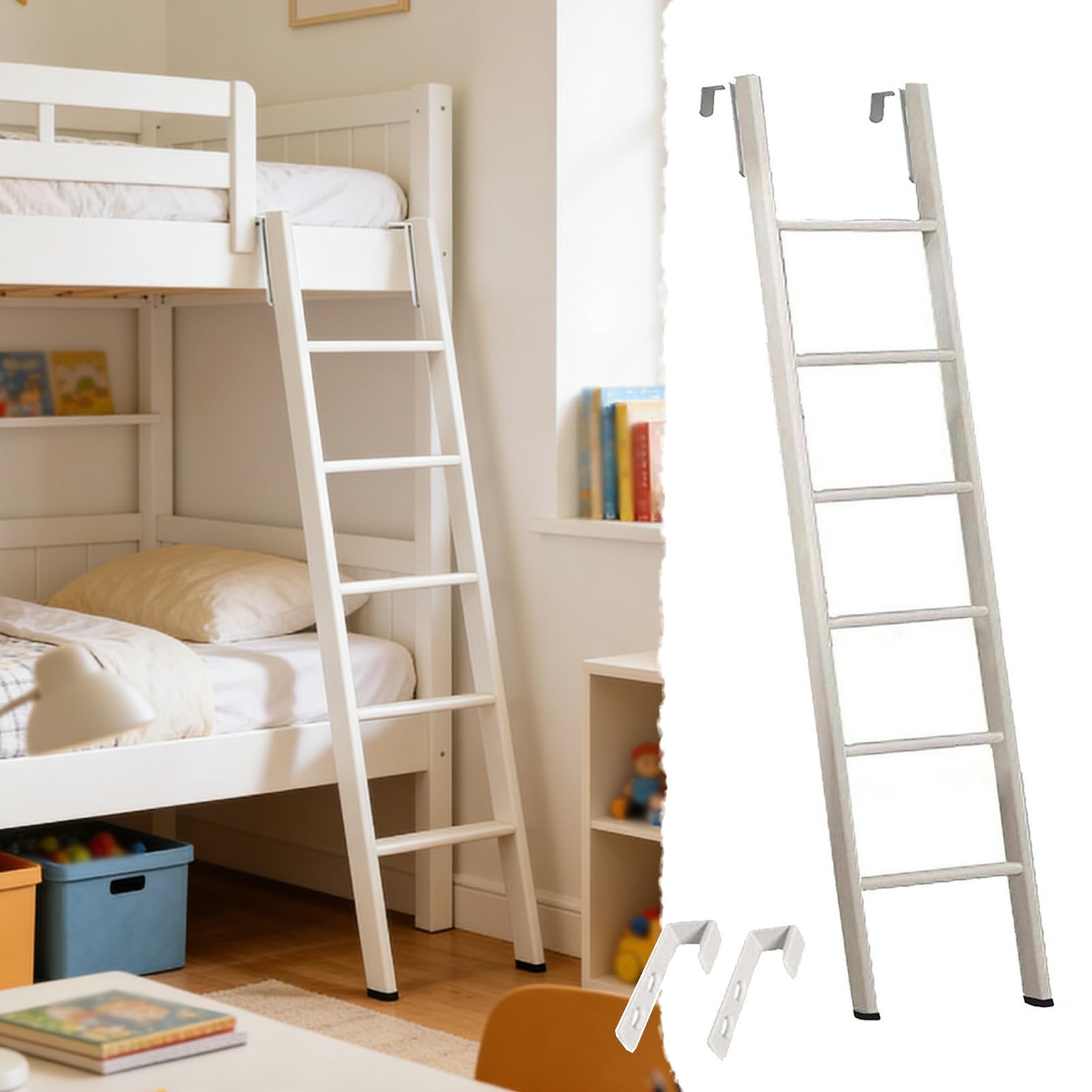 Escalera para subir al ático litera corta de caravana con peldaños anchos