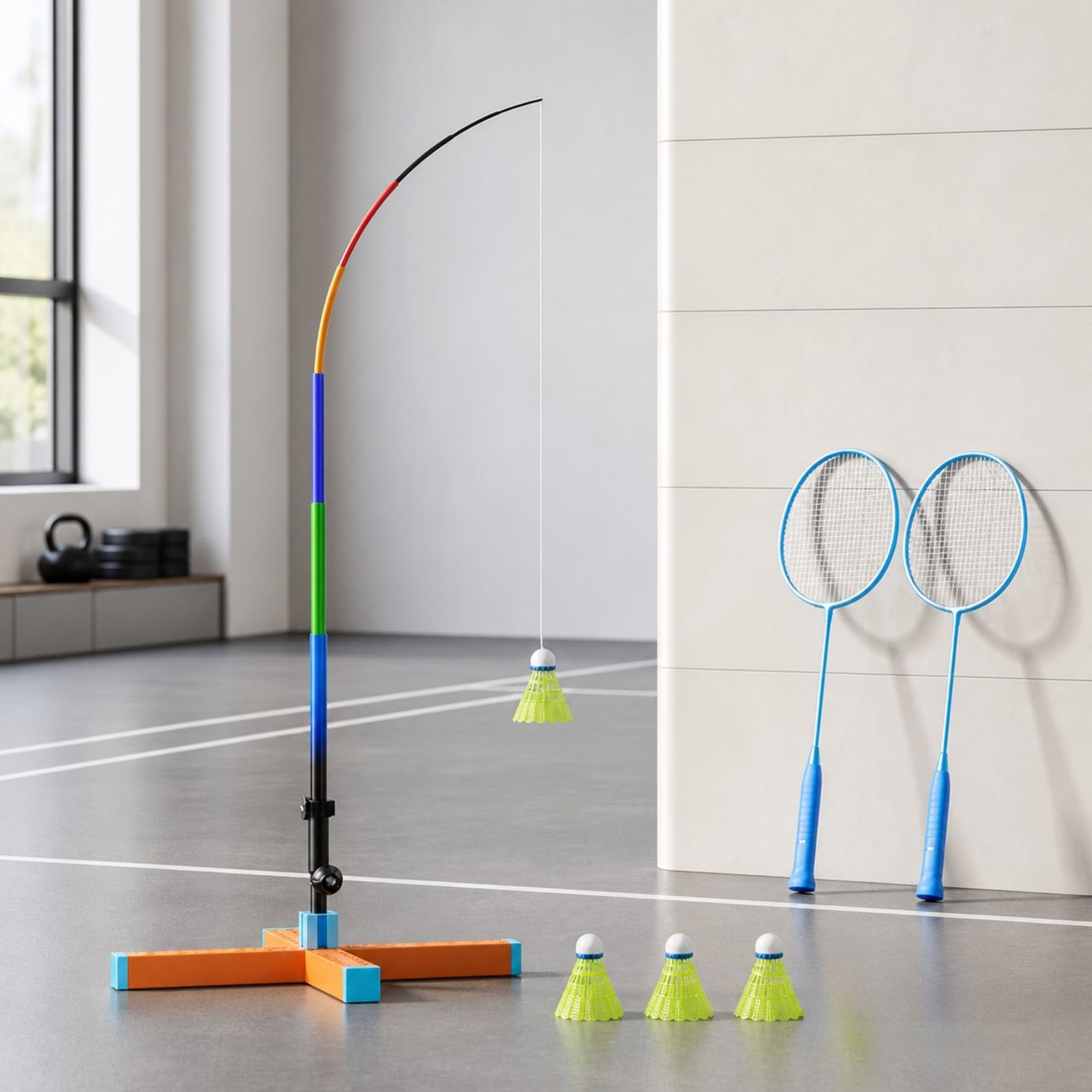 Harilla Entrenador Bádminton con Base Agua Práctica Bádminton Individual Resisn Al Viento para Niños, Inrior