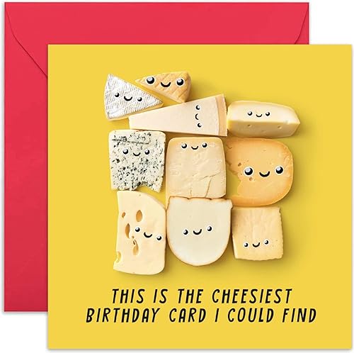 Old English Co. - Divertida tarjeta de cumpleaños con queso para él y ella, tarjeta de cumpleaños ingeniosa con divertido juego de palabras de queso