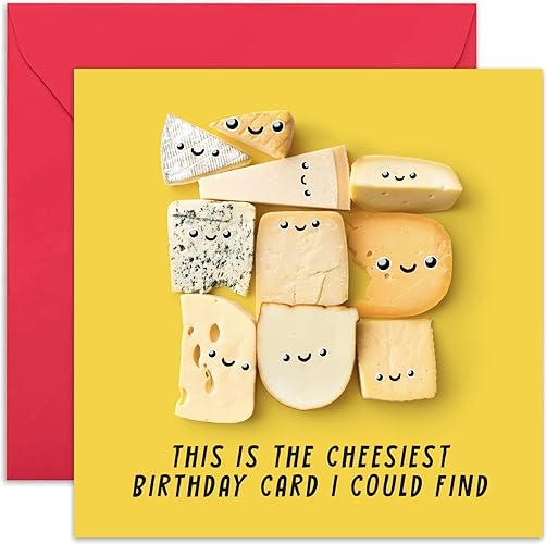 Old English Co. Funny Cheesy Birthday Card for Him and Her - Witty Birthday Card with Hilarious Cheese Pun for Men Women – Funny Anniversary Card for Her or Him | Blank Inside with Envelope