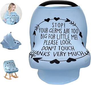 Baby Nursing Cover,Baby Car Seat Canopy,No Touch Sign Infant Stroller Cover Breastfeeding Cover (Blue)