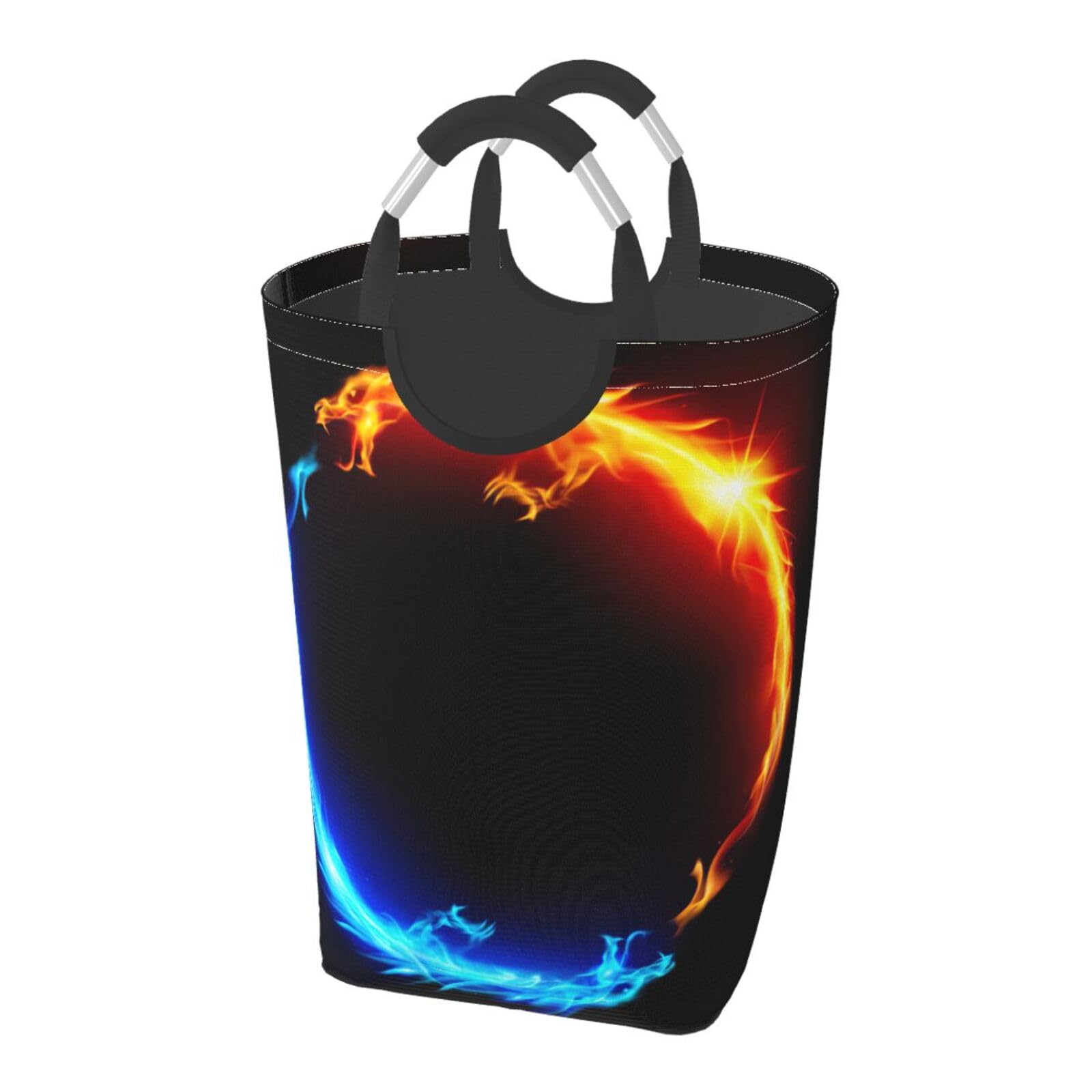 Panier à linge pliable 50l imprimé dragons de feu et de glace en tissu