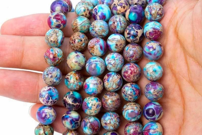 Zenkeeper 108 Pcs Sea Sediment Imperial Jasper Beads for Jewelry Making 8 MM Colorful Imperial Jasper Gemstones Loose Stone Beads - Image 5