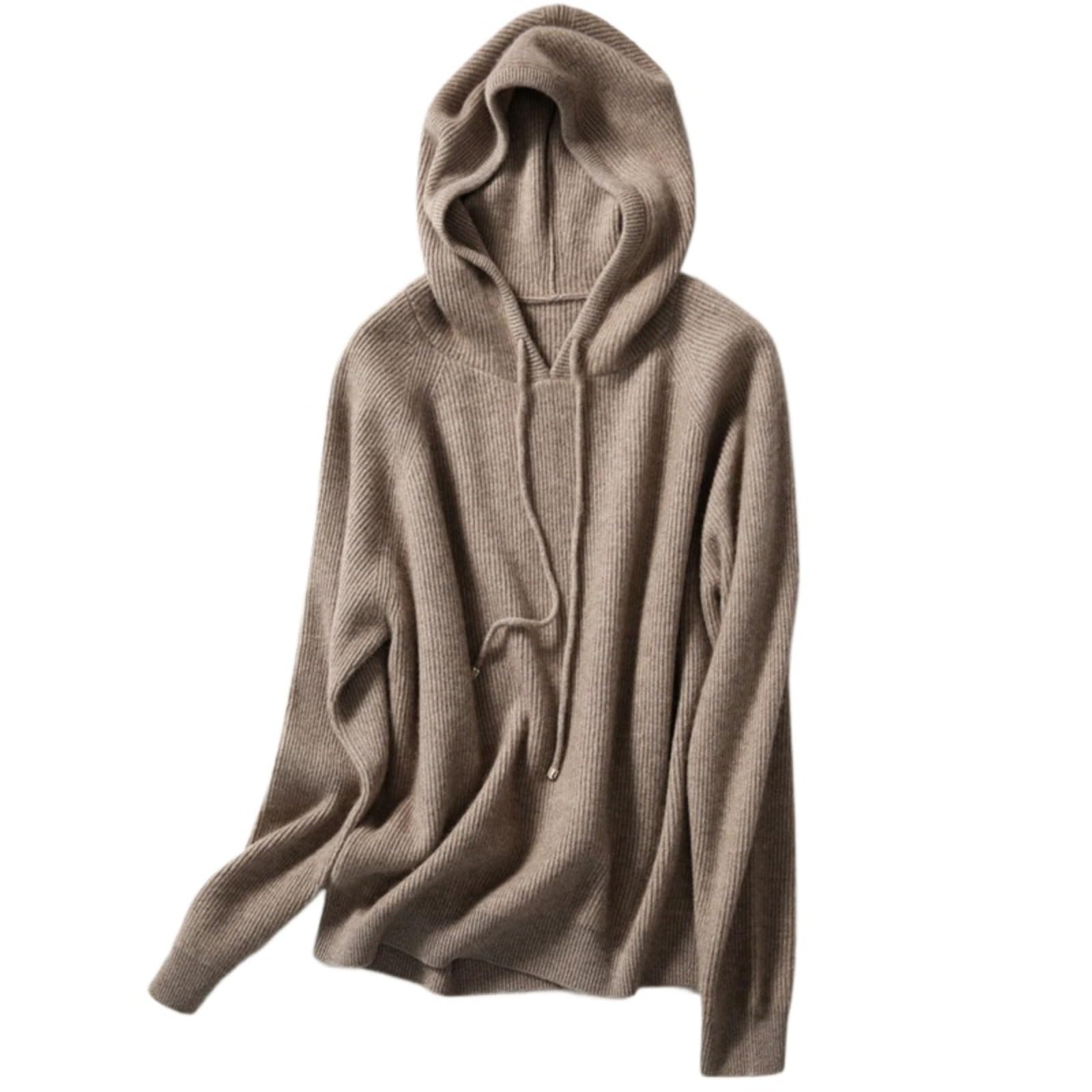 Kaschmir-Pullover für Damen, weicher Kapuzenpullover, Winter, warme Hoodies für Damen, leicht, solide, dicke Strick-Sweatshirts