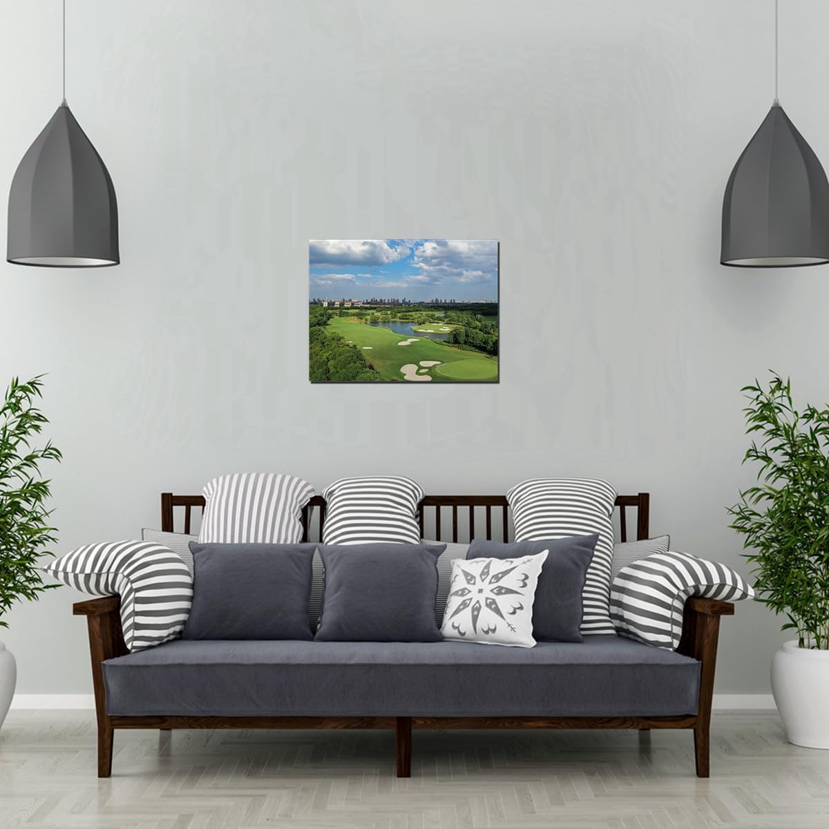 QBQT Golf Course Wall Art Living Room Pebble Nature Landscape Picture Office Home Decor Sports Golf Picture Canvas Print for Gym College Bedroom Wall Decor Frame 20x28inch