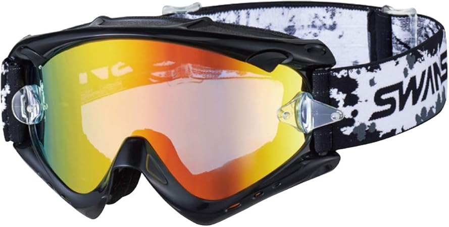 Amazon Swans スワンズ ダートゴーグル Mx Rush M Bk レンズカラー フラッシュオレンジミラー スモーク 車 バイク 車 バイク