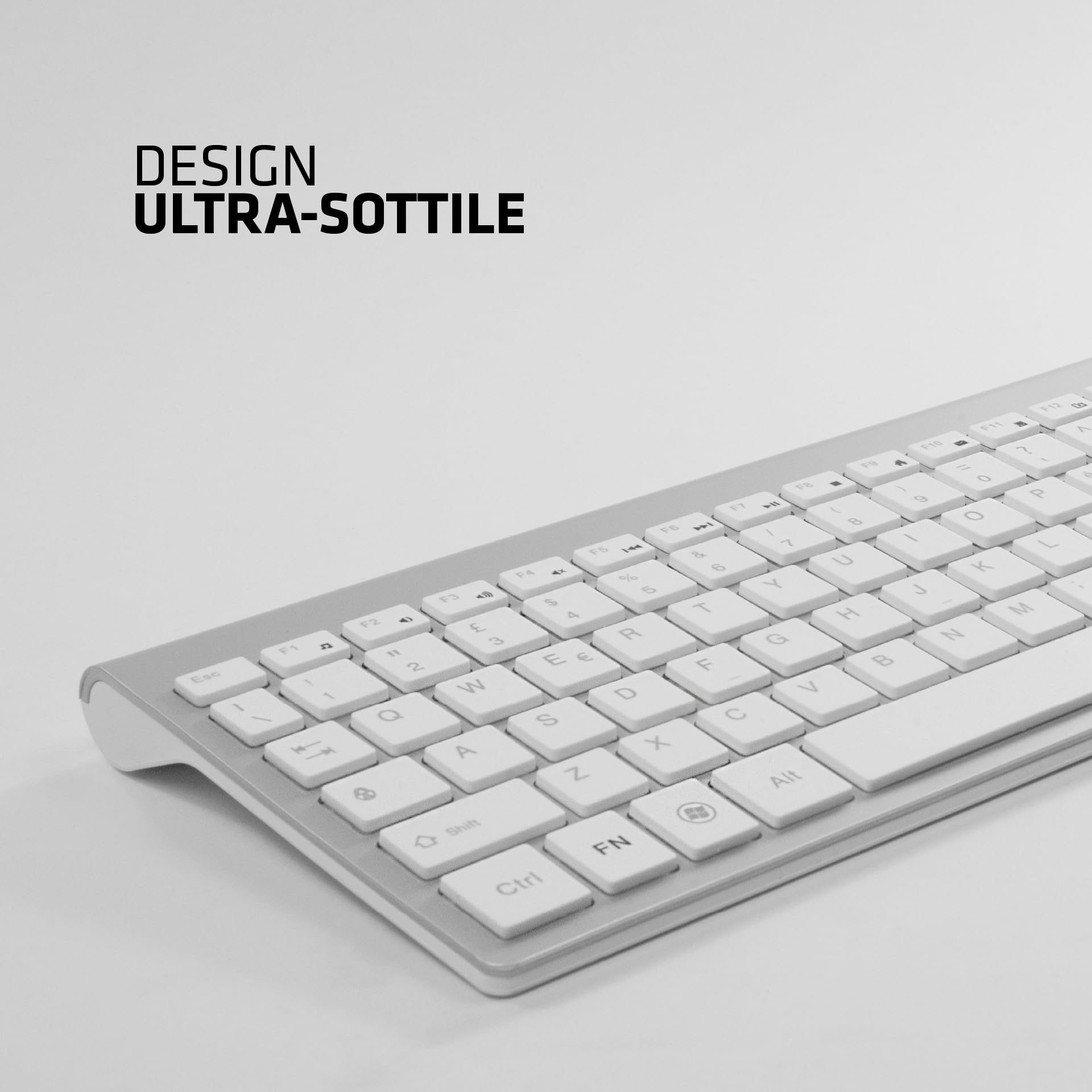 Kit usb Tastiera e Mouse Adj Smal 102 tasti ultra slim - Wireless, Layout Italiano QWERTY, per PC/Laptop/Notebook Windows, Tasti Silenziosi, Senza Fili, 102 Tasti, Mouse Ergonomico 1600 DPI