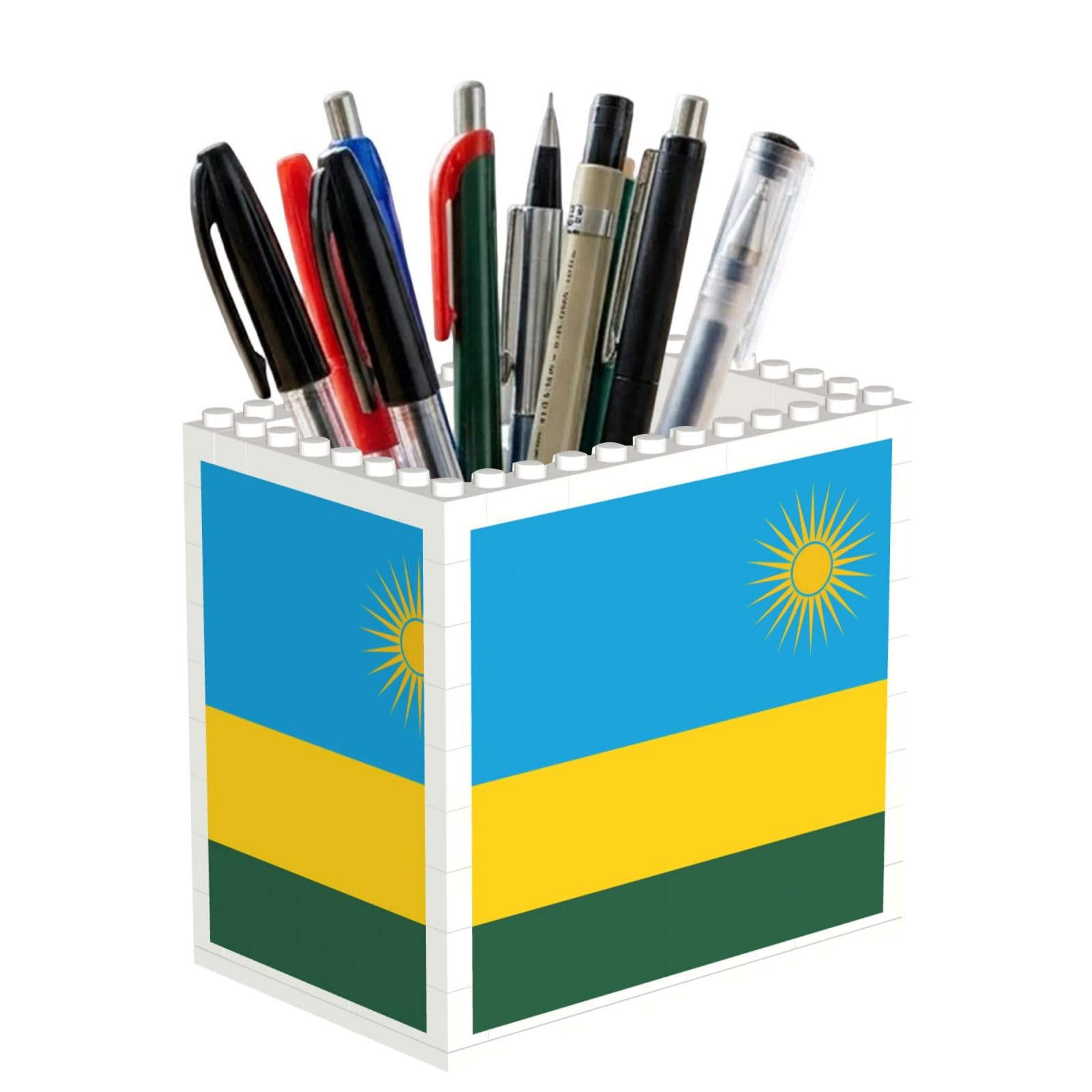 SXZVVBN Flag of Rwanda Building Block Desk Tidy ABS Organiser