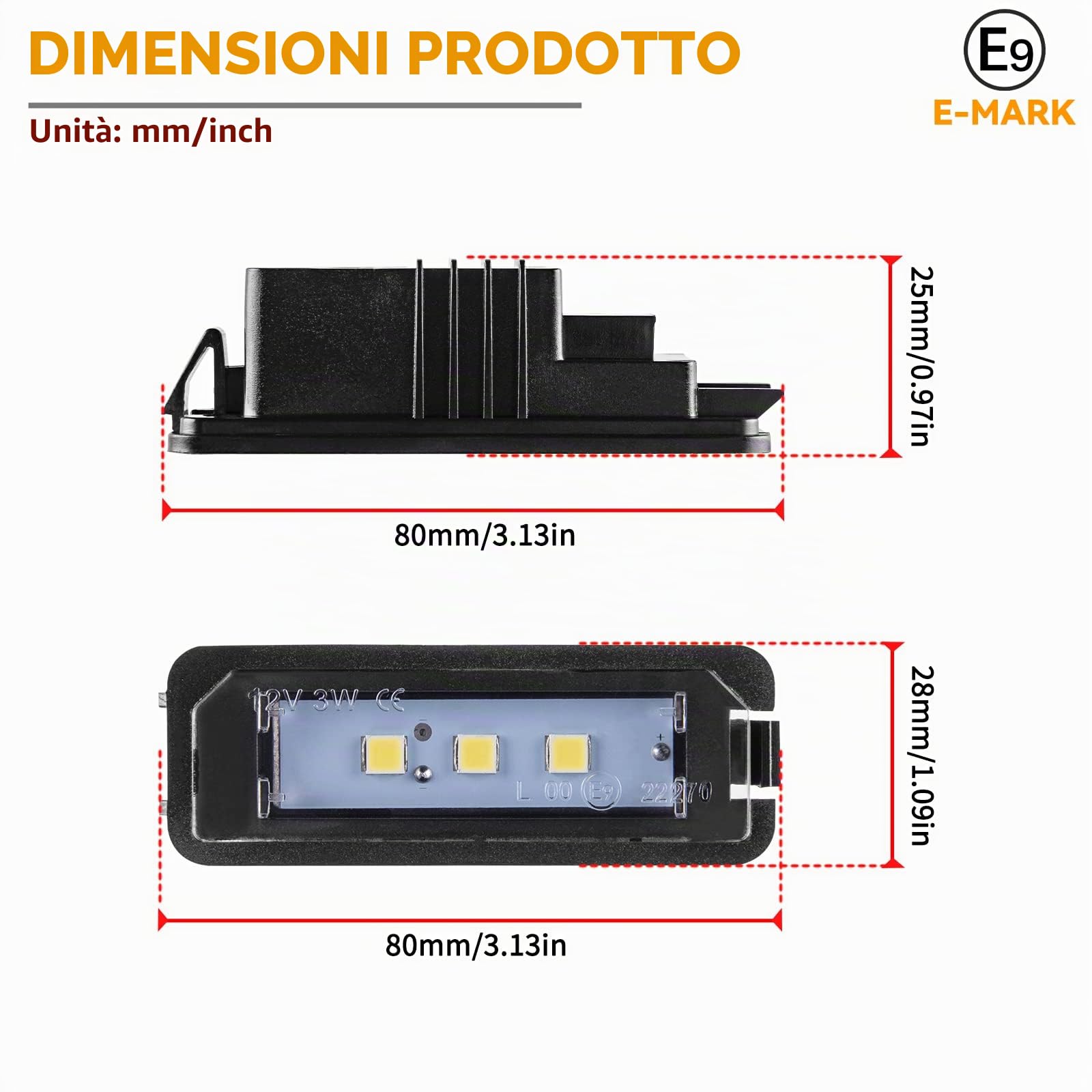 POPMOTORZ Led Targa Luce Targa Lampada Ad Alta Potenza 5050 SMD 12V non polare per Golf 4 5 6 7/Lupo/Scirocco/Polo 9N 6R/Passat CC 3c B6 Berlina