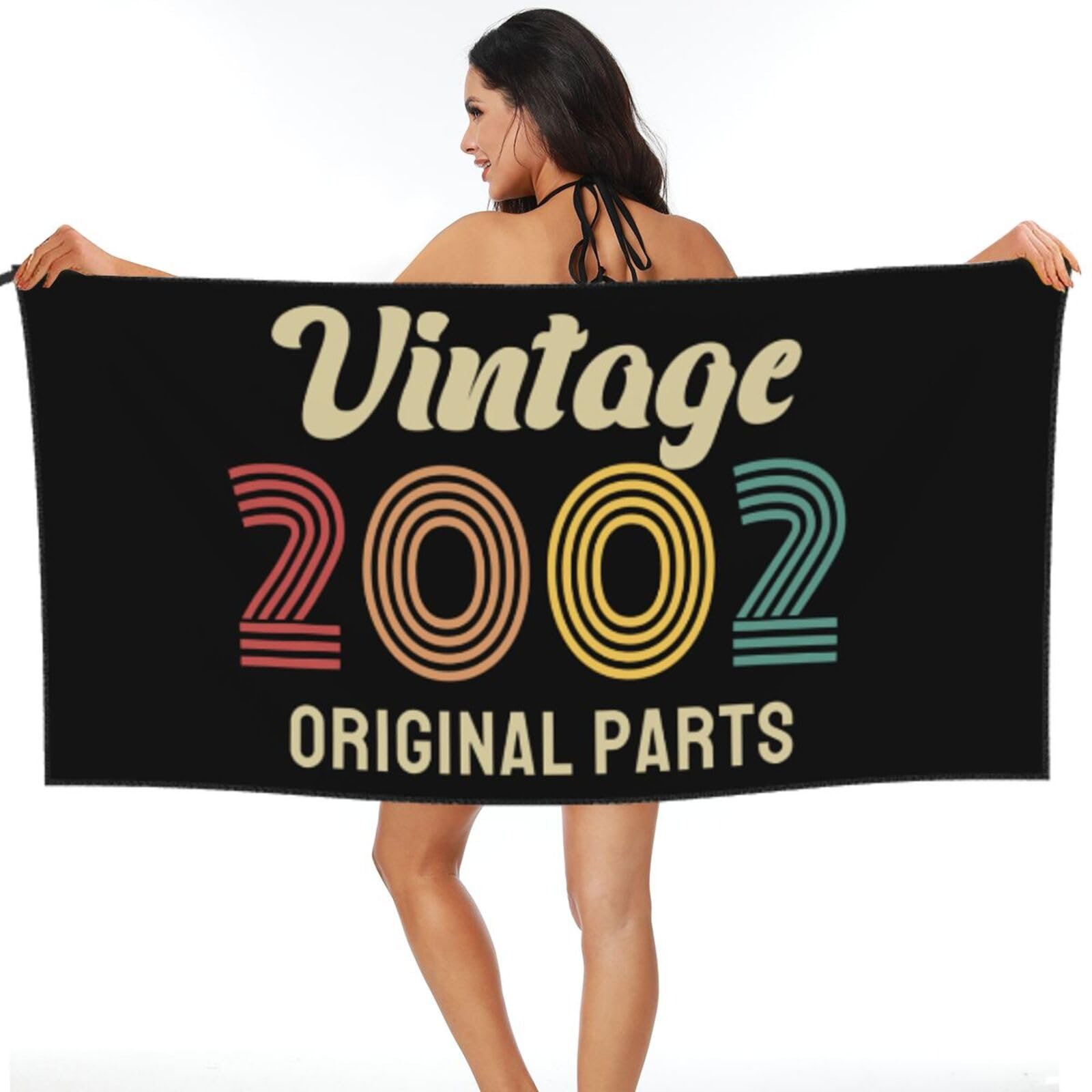 Serviette de plage portable Vintage 2002 pour piscine et camping