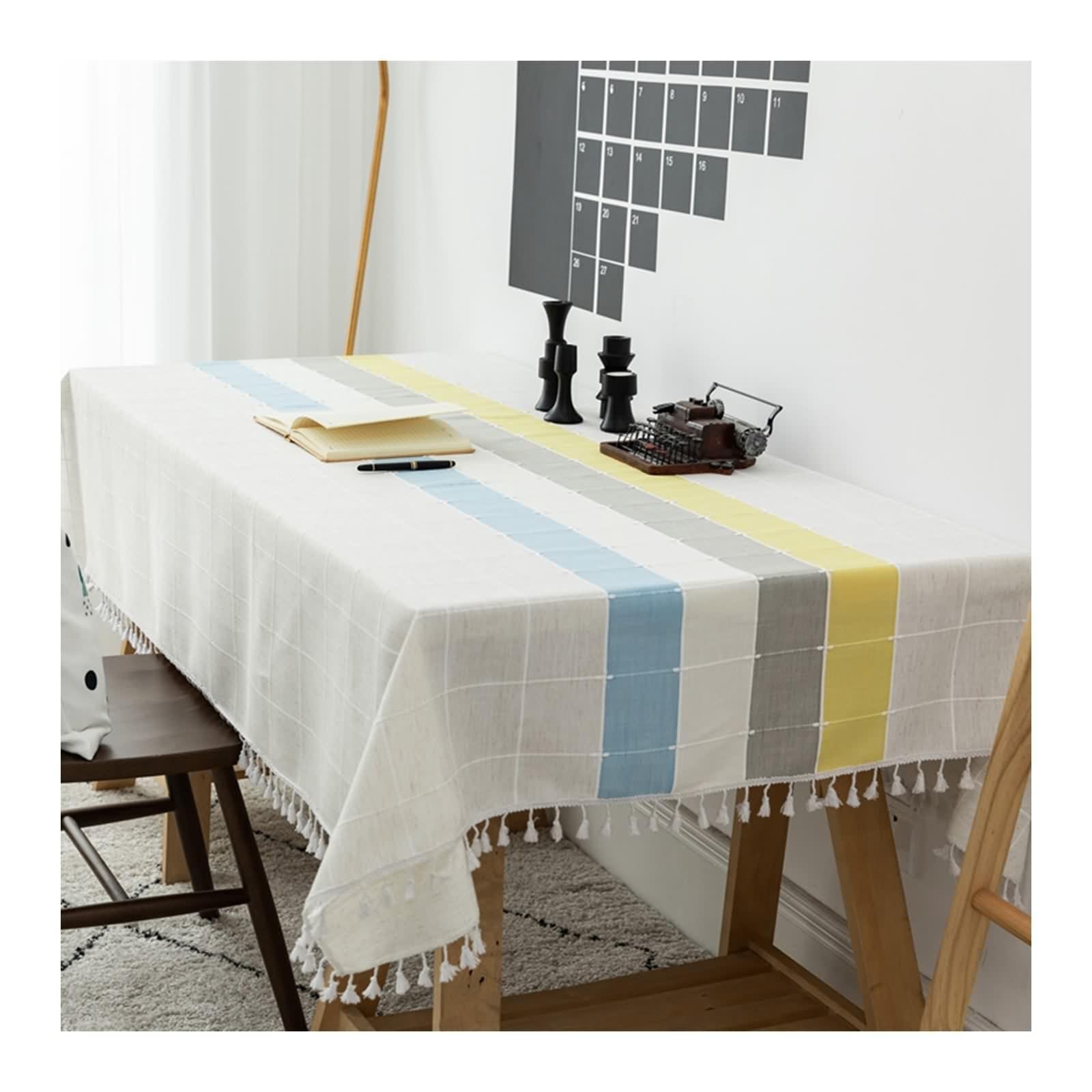 Tovaglia Quadrata 90X90, Tovaglia Natalizia Colorato Poliestere Controlla Striscia Tovaglia Tavolo per Compleanno Festa Matrimonio