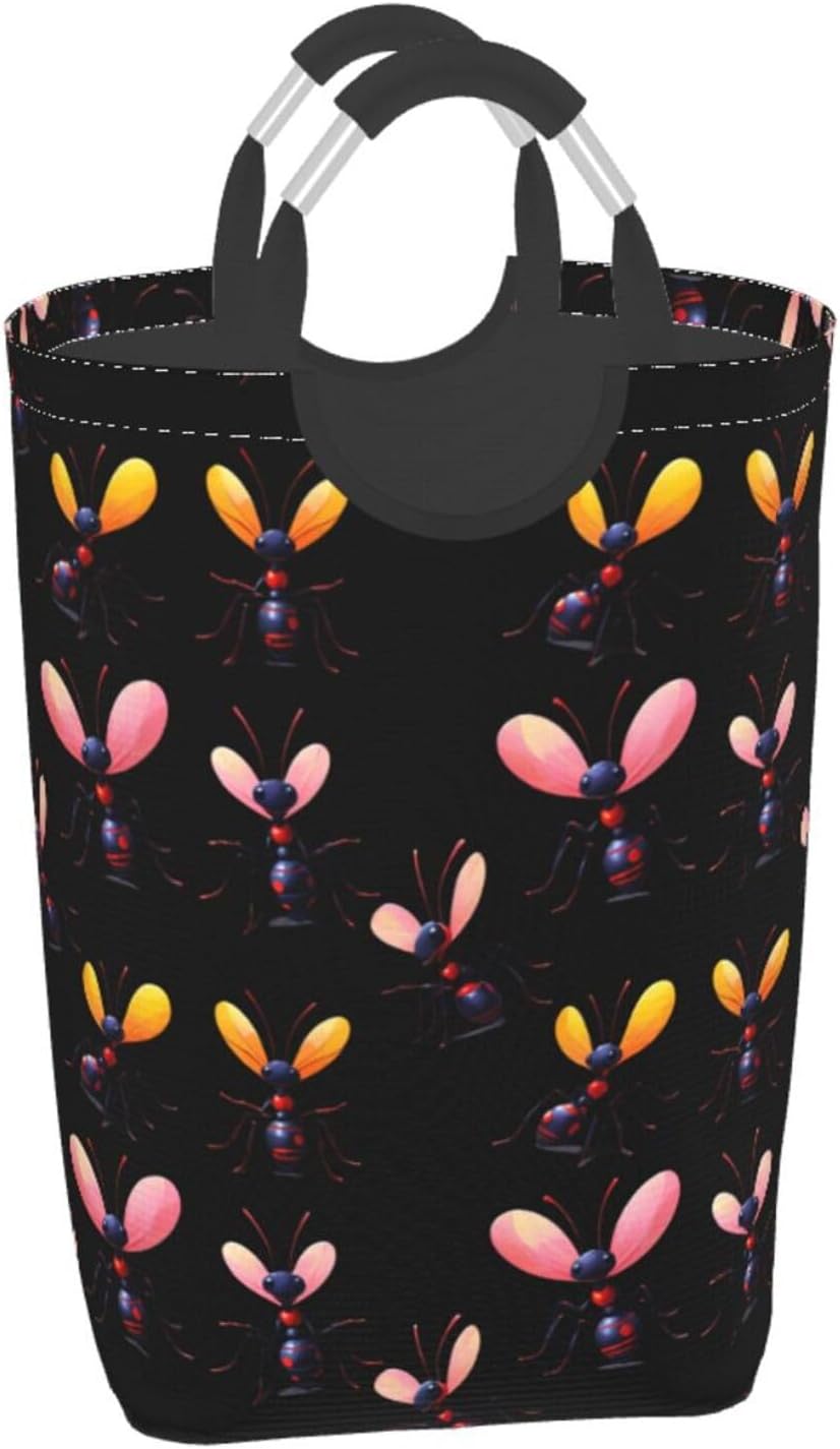 Abstract Ant Foldable storage bag, 50L capacity, suitable for laundry room, dormitory bedroom, dirty clothes storage basket.