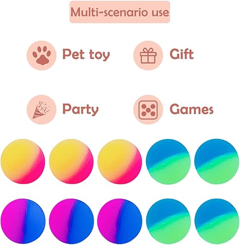 Miniatura 3 de PET SHOW 20 bolas rebotadoras interactivas de 1.2 pulgadas para gatos de interior, regalo de cumpleaños, bola de goma colorida con alta elasticidad