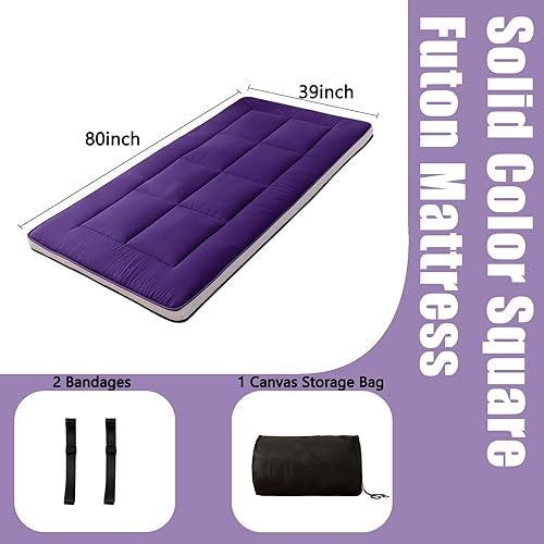 Miniatura 30 de MAXYOYO - Colchón tipo futón japonés, acolchado, para cama, extra grueso, plegable, transpirable, tumbona para el suelo, cama de invitados para Gris