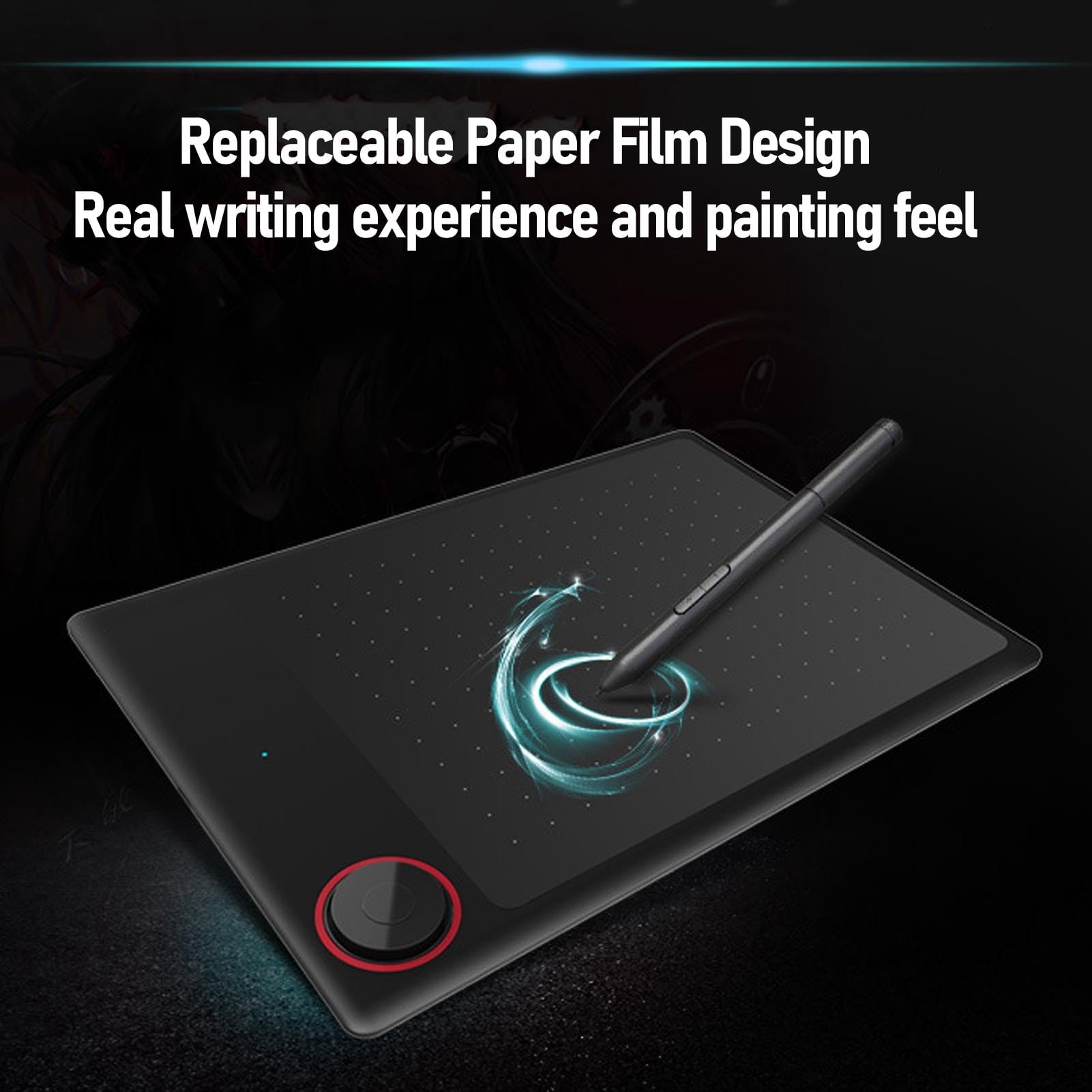 Cosiki Tableta de Dibujo, Tableta Gráfica de área Grande, con Lápiz Sensible a la Presión de 8192 Niveles, de Personalización de Atajos de Tecla M, Compatible con SAI Illustrator