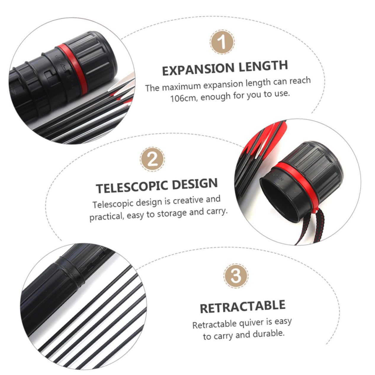 Gogogmee 2Pcs Adjustable Bow Arrow Tube Expandable Arrow Holder for Hunting Accessories