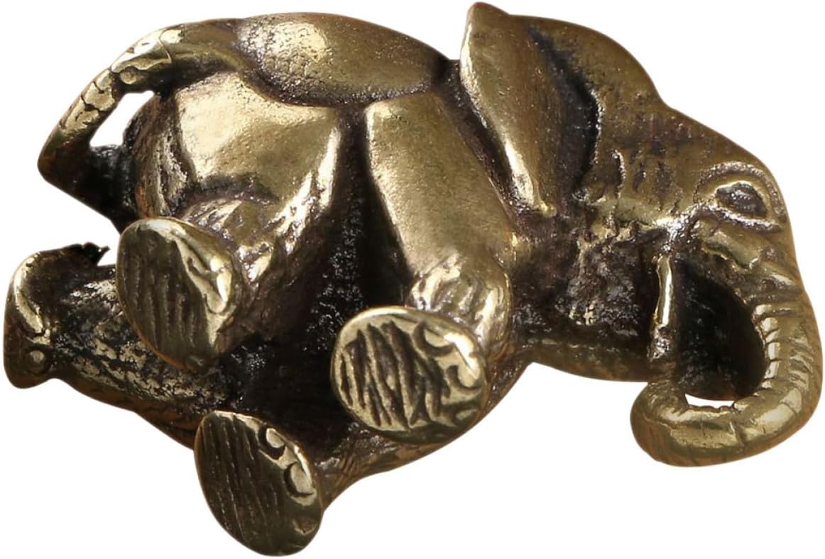 BESTYASH Brass Elephant Figurine Decor, Antique Lifelike Mini Ornament Xmas