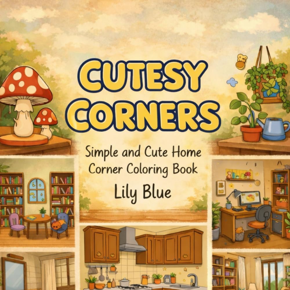 Cutesy Corners: Simple and Cute Home Coloring Book