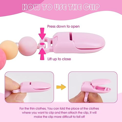 Miniatura 4 de Aori Clips para chupete Rebron Baby Dolls Clips de silicona con chupete magnético - Rosa