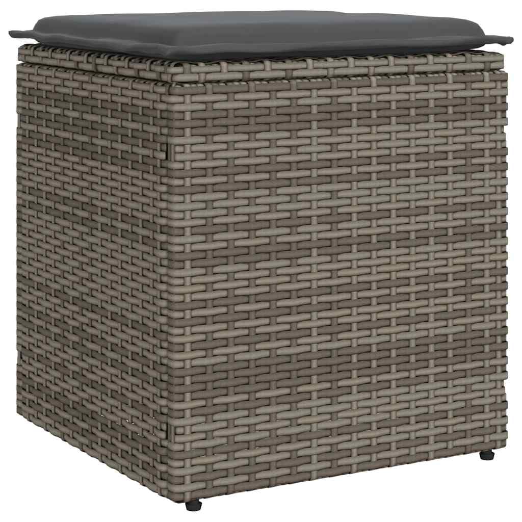 vidaXL Taburetes de jardín con Cojines 2 uds Gris 40x40x43 cm, Asiento de jardín, Asientos al Aire Libre, Taburete de Cubo, Asientos de jardín
