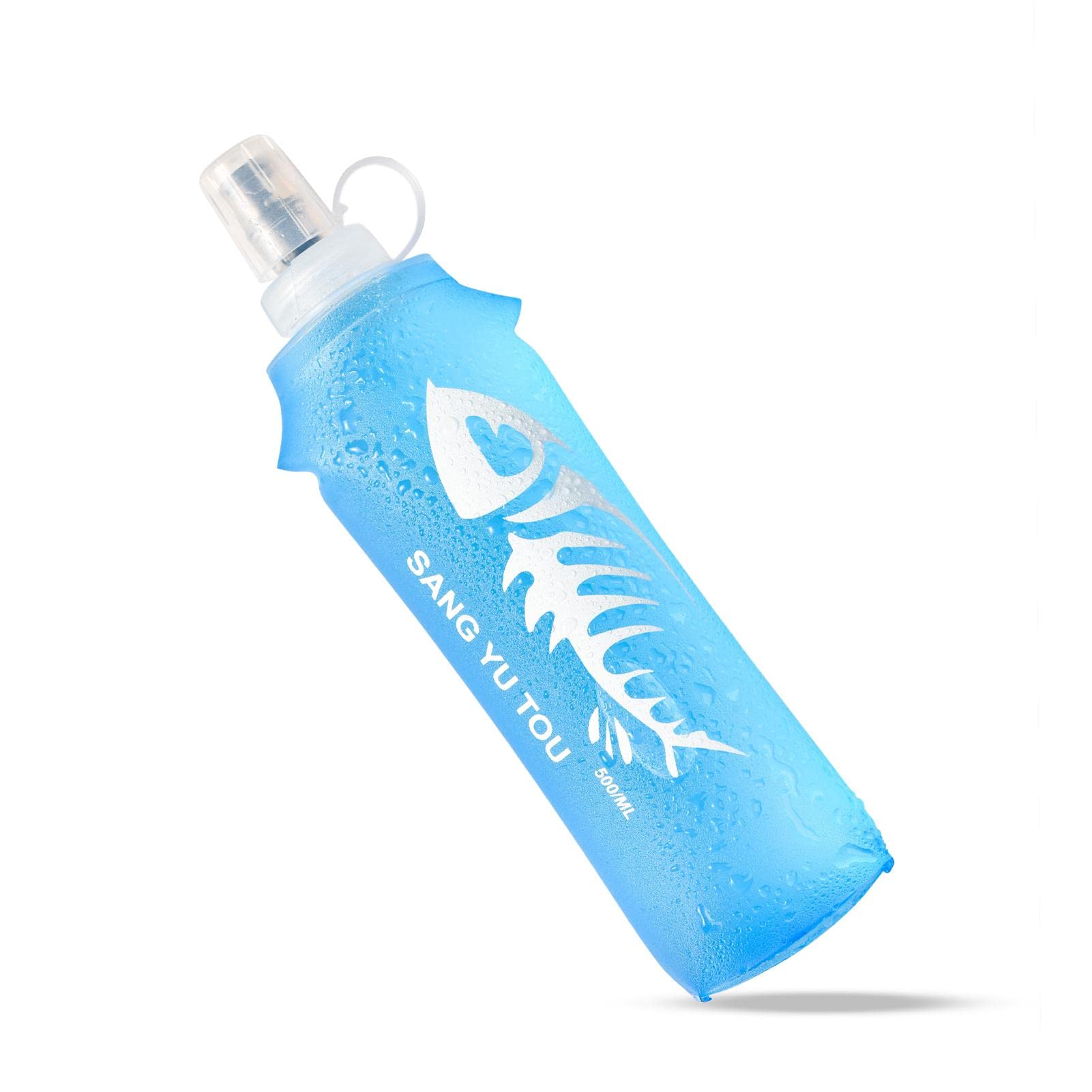 Lot De 2 Bouteilles D'eau Pliables En TPU 500 Ml CAINCAY - Sans BPA, Avec Mousqueton - Pour Course, Randonnée, Vélo, Camping