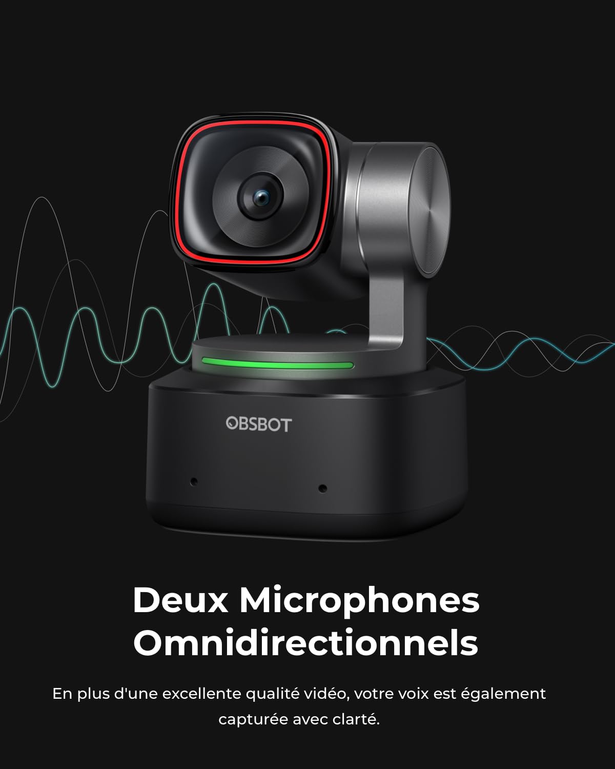OBSBOT Tiny 2 Webcam 4K Commande Vocale PTZ, Suivi IA Multi-Mode, Autofocus