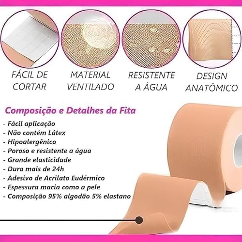 Sutiã Adesivo Levanta Seios Peito Discreta Nude Adesivo Invisível Reutilizável Impermeável Unica Tes