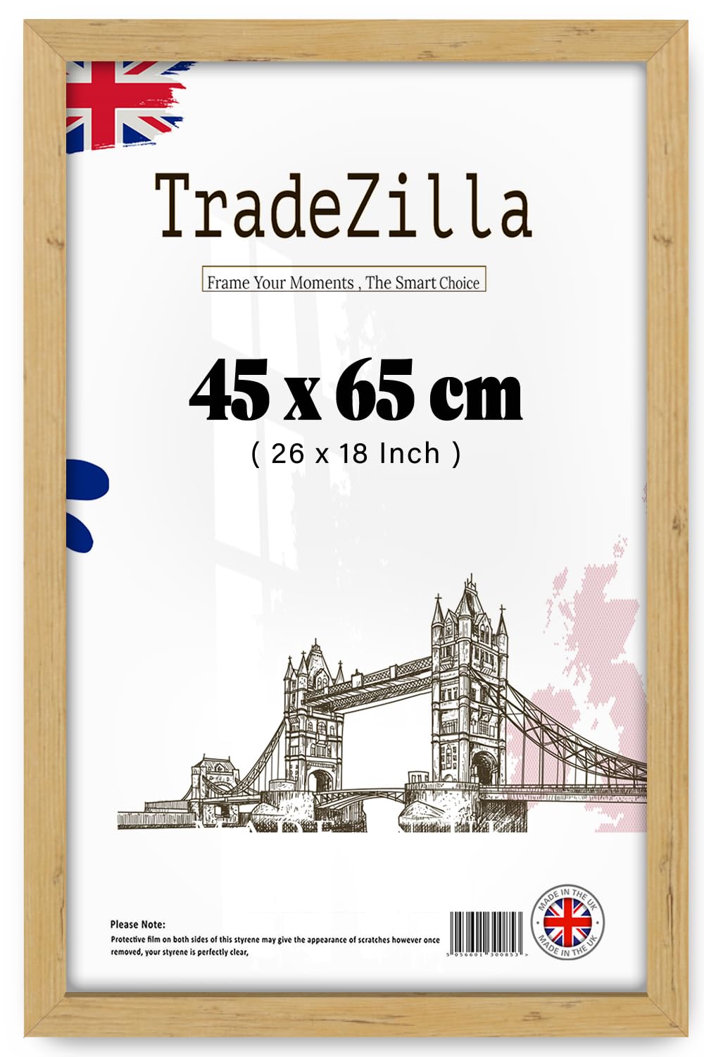 TradeZilla | Wood Finish Picture Frame (45 x 65 CM) MDF Frame for Home Décor & Art Display, Premium MDF with Sleek Finish for Stylish Interiors [ Pine ]