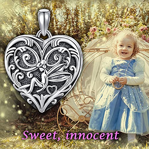 Soulmeet Heart Shaped Fairy Locket Necklace That Holds 2 Pictures Photo Flower Girl Locket Pendant Sterling Silver Custom Jewelry For Daughter (Locket Only) #TOP5