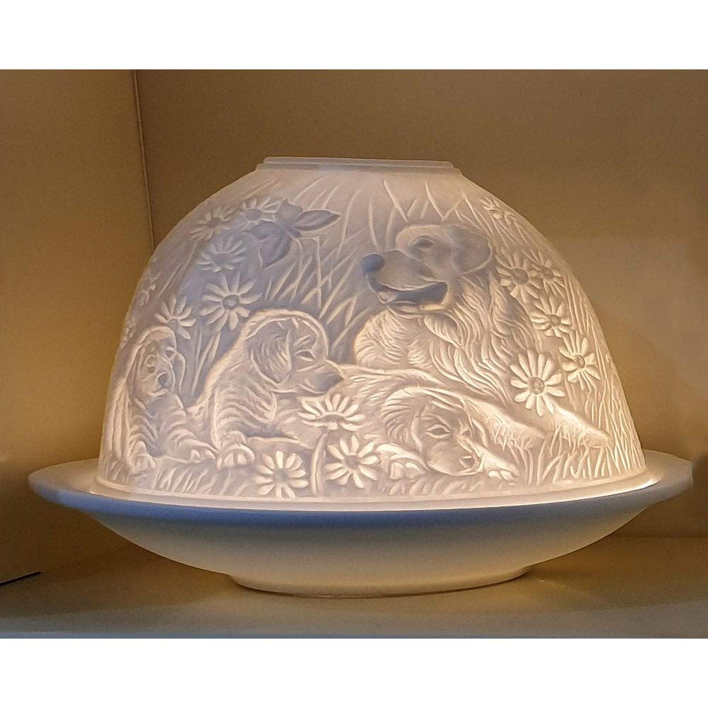 Nordic LightShade | Puppies Tealight Holder Plate | Lace Gift Idea | Candle Accessories, White Patterned, One Size