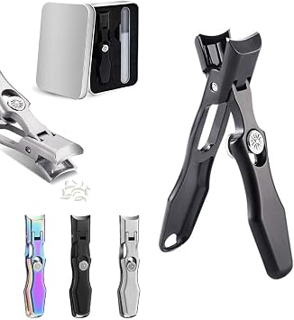 German Nail Clippers with Safety Lock for Men,2024 New Luxurious Ultra Sharp Nail Clippers for Thick Nails,Stainless Steel Wide Jaw Opening No Splash Fingernail Cutters with Catcher File Black